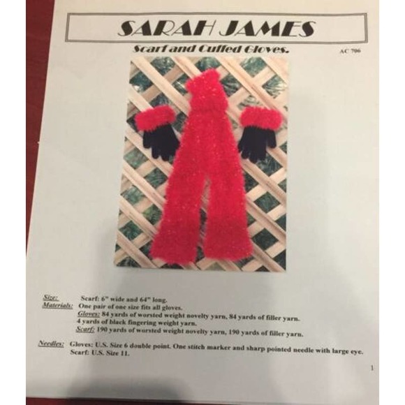 New Sarah James AC706 Scarf and Cuffed Sleeves Knitting Pattern - Picture 2 of 2